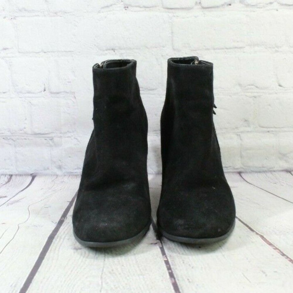 Cole Haan Grand.0S Davenport Black Suede Side Zip Heeled Ankle Boots Size 8 B - Picture 4 of 9